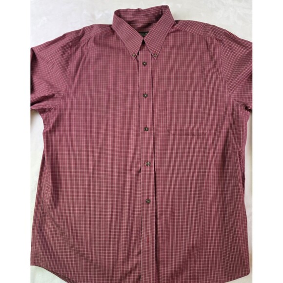 Eddie Bauer Men's Large Red Plaid Relax Fit Long Sleeve Shirt - Picture 2 of 6